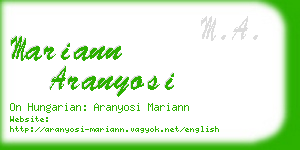 mariann aranyosi business card